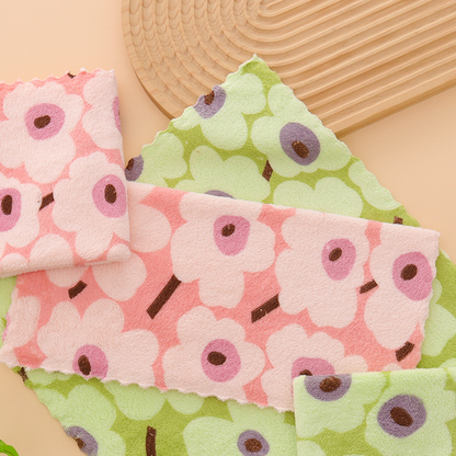 🔥 50% DE RÉDUCTION ! ✨ Lot de 5 Chiffons en Microfibre Coral Fleece - Absorption Ultra-Rapide, Sans Peluches, Idéal pour Vaisselle Délicate et Surfaces Fragiles 🧽💧