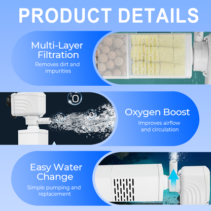 🔥Stock limité disponible 50% de réduction🔥💦Filtre 3 en 1 pour aquarium – filtration, oxygénation et pompage de l'eau🐠