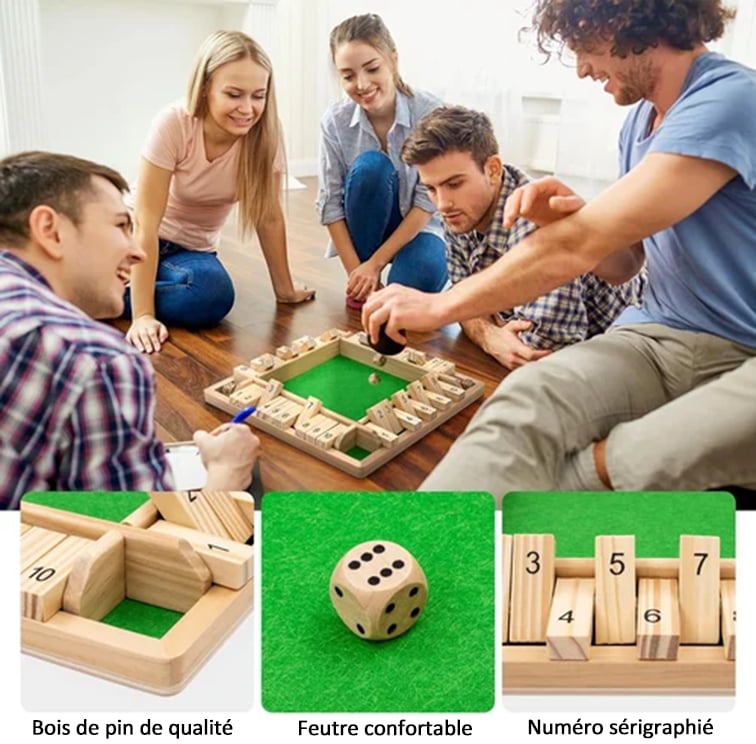 🔥Stock limité disponible 50 % DE RÉDUCTION🔥 JEUX DE FAMILLE AMUSANTS - Jeu de société Shut The Box 🎲