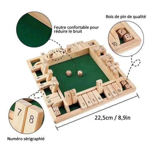 🔥Stock limité disponible 50 % DE RÉDUCTION🔥 JEUX DE FAMILLE AMUSANTS - Jeu de société Shut The Box 🎲