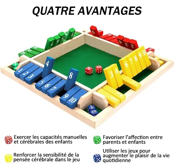 🔥Stock limité disponible 50 % DE RÉDUCTION🔥 JEUX DE FAMILLE AMUSANTS - Jeu de société Shut The Box 🎲
