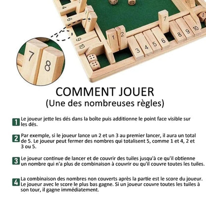 🔥Stock limité disponible 50 % DE RÉDUCTION🔥 JEUX DE FAMILLE AMUSANTS - Jeu de société Shut The Box 🎲