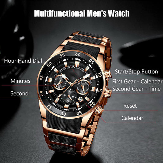 🔥Stock limité disponible 50% de réduction🔥Montre à quartz multifonctionnelle étanche pour hommes