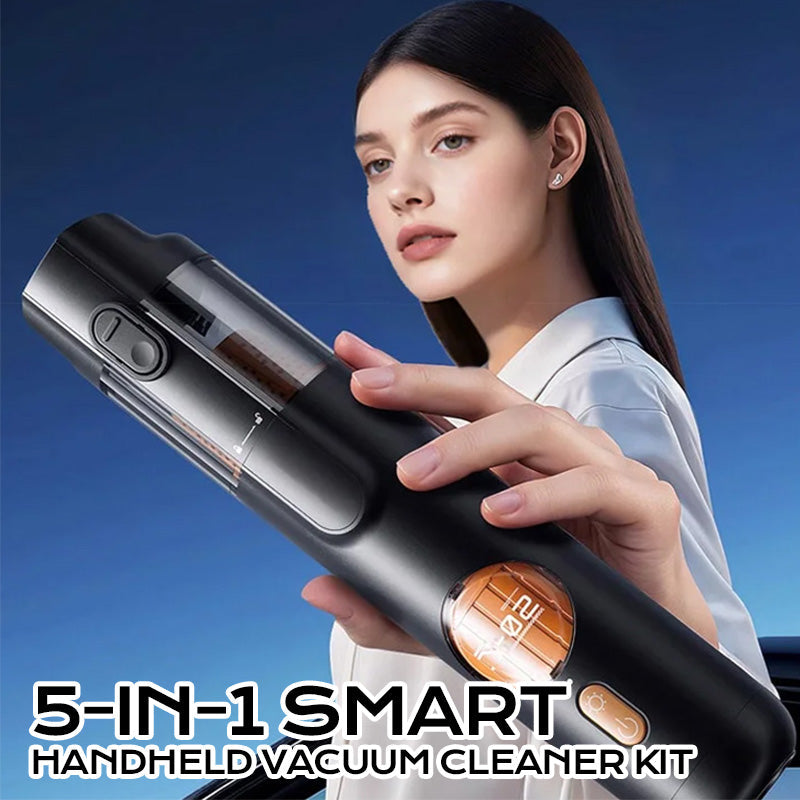 🔥Stock limité disponible 50 % DE RÉDUCTION🔥 Aspirateur à Main 5-en-1 Intelligent - 15KPA Aspiration & 30 min Autonomie avec 4 Accessoires pour Voiture/Maison 🚗🏠