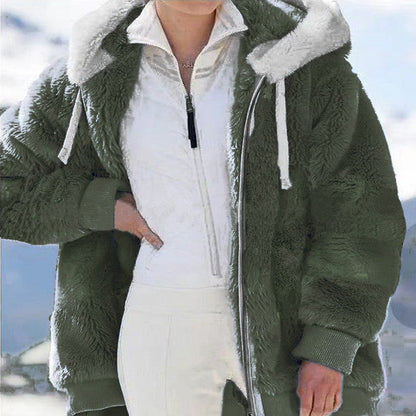 🔥 50% DE RÉDUCTION ! ✨ Veste Polaire Femme avec Doublure Sherpa - Capuche Adjustable, Poche Cachée, Idéal pour l'Hiver Élégant 🧥❄️