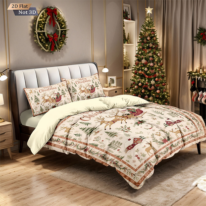 ⏳Spécial à durée limitée⏰Ensemble festif de housse de couette 3 pièces pour Noël🛏️❤️