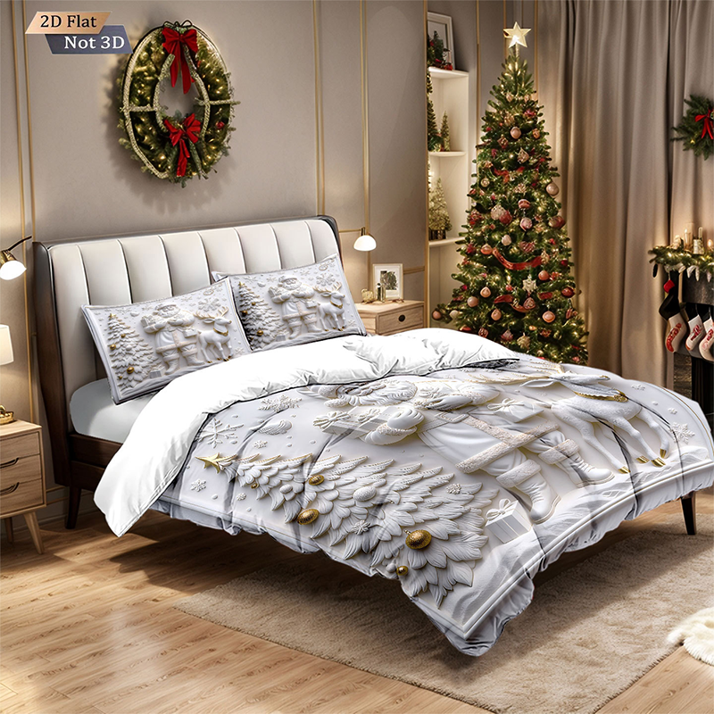 ⏳Spécial à durée limitée⏰Ensemble festif de housse de couette 3 pièces pour Noël🛏️❤️