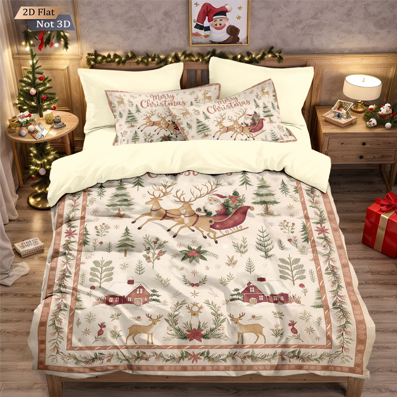 ⏳Spécial à durée limitée⏰Ensemble festif de housse de couette 3 pièces pour Noël🛏️❤️