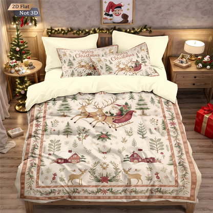 ⏳Spécial à durée limitée⏰Ensemble festif de housse de couette 3 pièces pour Noël🛏️❤️