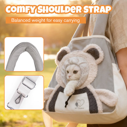 🐻🐾 Sac de Transport Nounours pour Animal – Design Tête à l'Air, Toile Confortable & Sécurisé pour Chats/Chiens Jusqu'à 4kg (Parfait pour l'Aventure !)