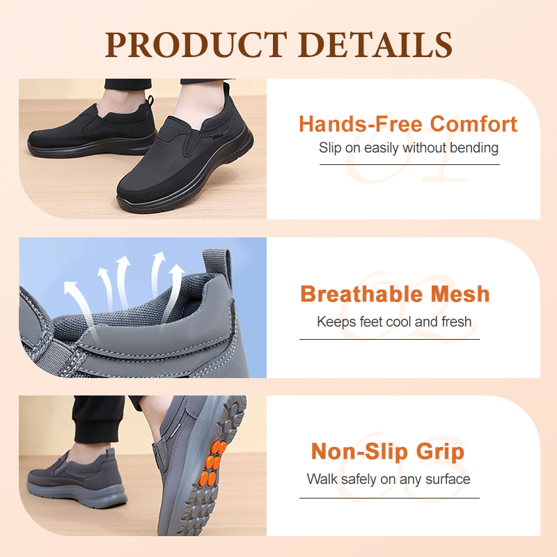 🔥 50% DE RÉDUCTION ! ✨ Chaussures Homme Sans Lacets - Tige Respirante, Semelle Massante Antidérapante, Confort Toute la Journée 👞⚡