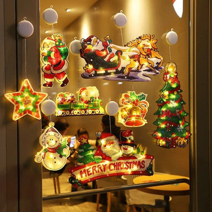 🎄✨ Guirlandes Lumières pour Fenêtre de Noël – Motifs de Noël Variés, Création d'Ambiance Douce & Usages Multiples (Idéales pour Décorations de Noël !)
