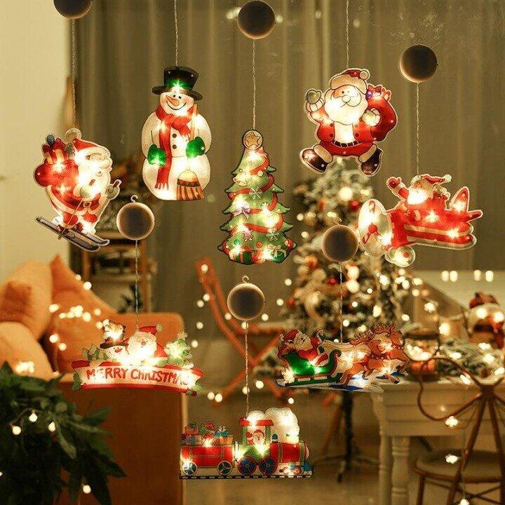 🎄✨ Guirlandes Lumières pour Fenêtre de Noël – Motifs de Noël Variés, Création d'Ambiance Douce & Usages Multiples (Idéales pour Décorations de Noël !)