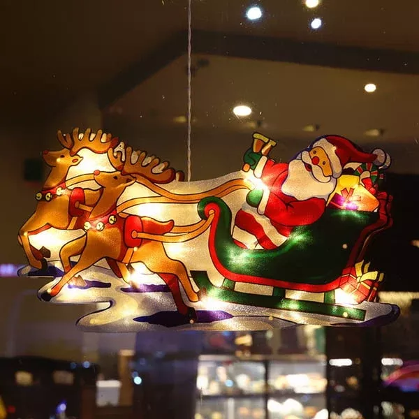 🎄✨ Guirlandes Lumières pour Fenêtre de Noël – Motifs de Noël Variés, Création d'Ambiance Douce & Usages Multiples (Idéales pour Décorations de Noël !)