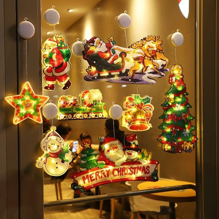 🎄✨ Guirlandes Lumières pour Fenêtre de Noël – Motifs de Noël Variés, Création d'Ambiance Douce & Usages Multiples (Idéales pour Décorations de Noël !)