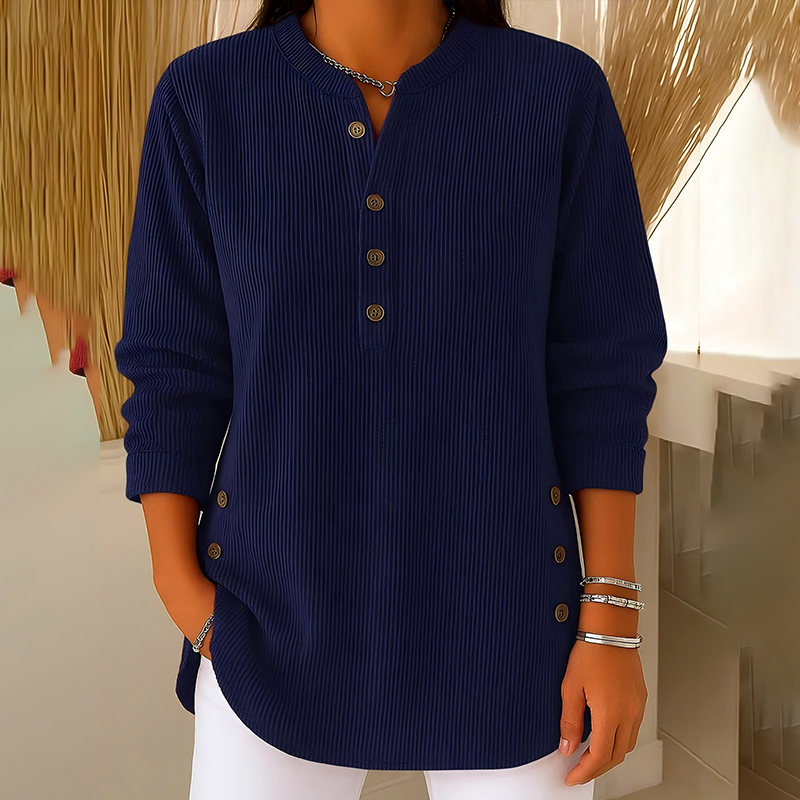 👗👚Hauts Henley en velours côtelé boutonnés pour femmes：chic et flatteur pour tous les looks📢50% DE RÉDUCTION✨