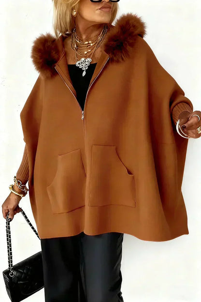 ⏳Spécial à durée limitée⏰Veste Casual à Col en Fausse Fourrure Uni🧥