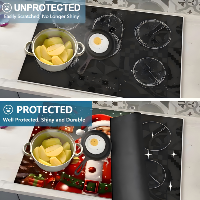 🔥 50% DE RÉDUCTION ! ✨ Protège-Plaque de Cuisson Noël - Antidérapant, Facile à Nettoyer, Décoration Festive 🎄🔥
