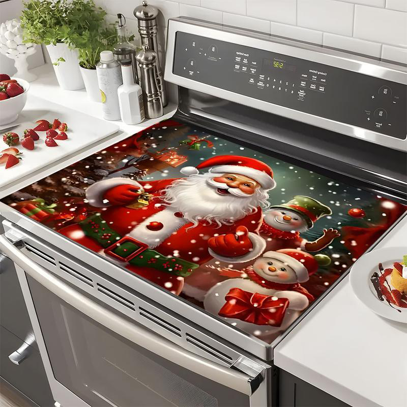 🔥 50% DE RÉDUCTION ! ✨ Protège-Plaque de Cuisson Noël - Antidérapant, Facile à Nettoyer, Décoration Festive 🎄🔥