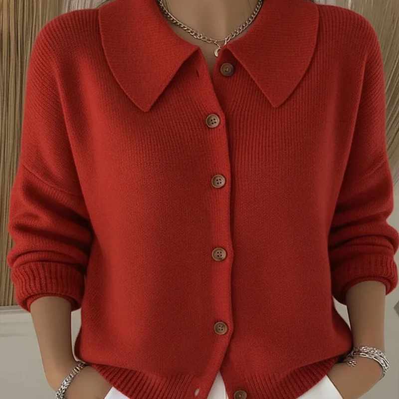 🎄Offre de Noël : 50 % de réduction💖Cardigan douillet avec col et revers en maille côtelée🧥