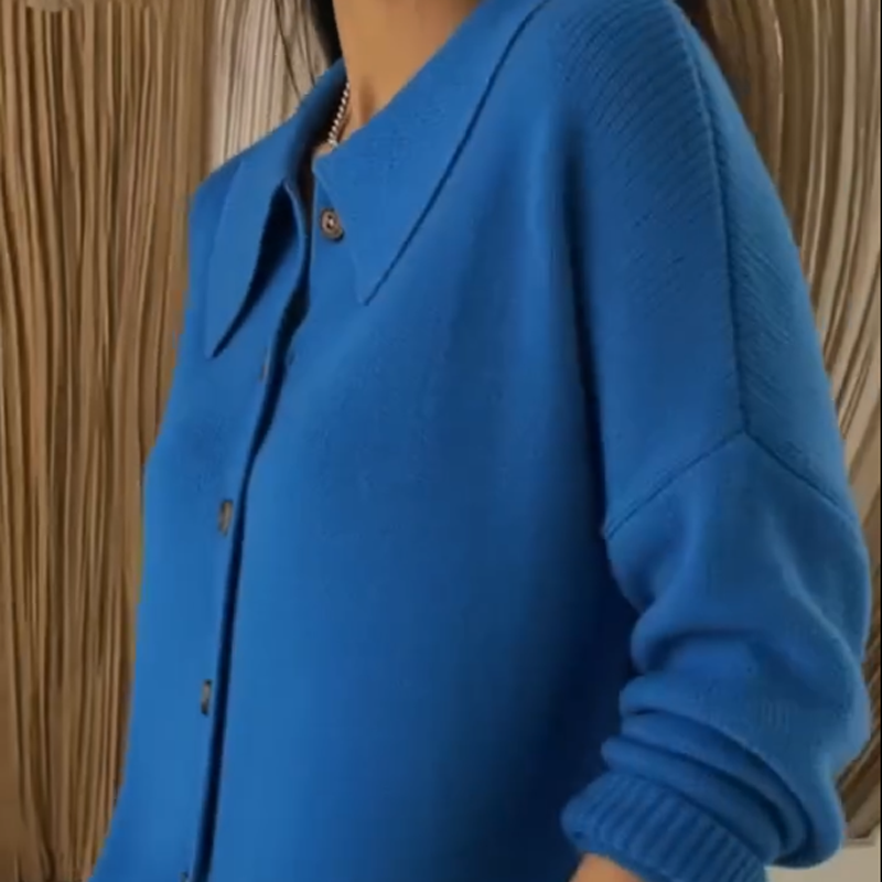 🎄Offre de Noël : 50 % de réduction💖Cardigan douillet avec col et revers en maille côtelée🧥