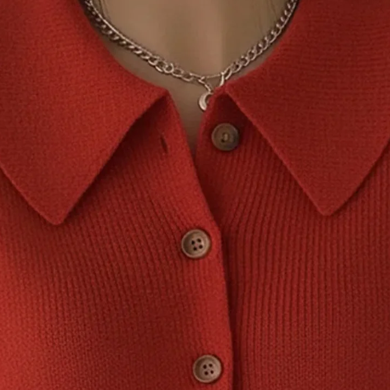 🎄Offre de Noël : 50 % de réduction💖Cardigan douillet avec col et revers en maille côtelée🧥