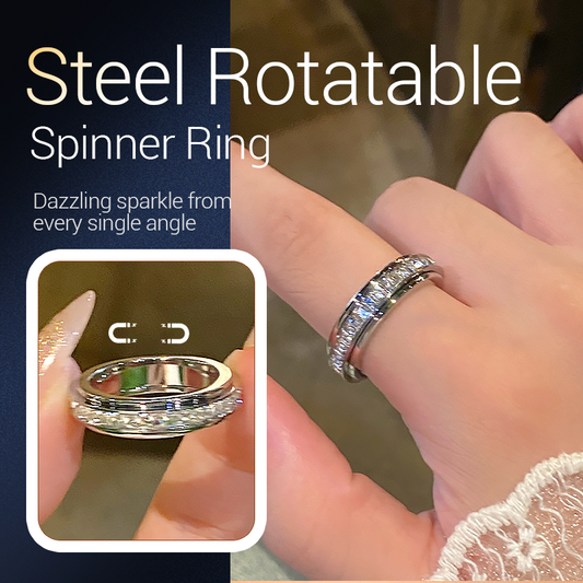 💍50% DE RÉDUCTION! ✨ BAGUE ROTATIVE TITANE - Zircone Cristal & Design Anti-Stress, Ajustable et Léger, Cadeau Élégant pour Lui/Elle 🌟🛒