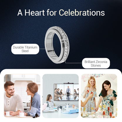 💍50% DE RÉDUCTION! ✨ BAGUE ROTATIVE TITANE - Zircone Cristal & Design Anti-Stress, Ajustable et Léger, Cadeau Élégant pour Lui/Elle 🌟🛒