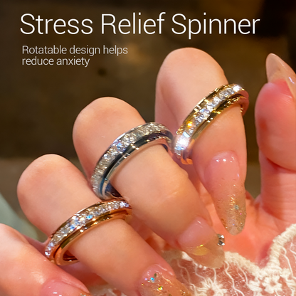 💍50% DE RÉDUCTION! ✨ BAGUE ROTATIVE TITANE - Zircone Cristal & Design Anti-Stress, Ajustable et Léger, Cadeau Élégant pour Lui/Elle 🌟🛒