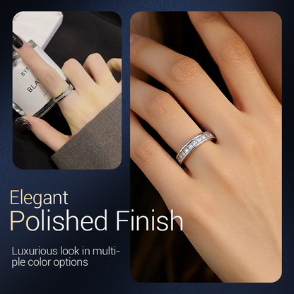 💍50% DE RÉDUCTION! ✨ BAGUE ROTATIVE TITANE - Zircone Cristal & Design Anti-Stress, Ajustable et Léger, Cadeau Élégant pour Lui/Elle 🌟🛒