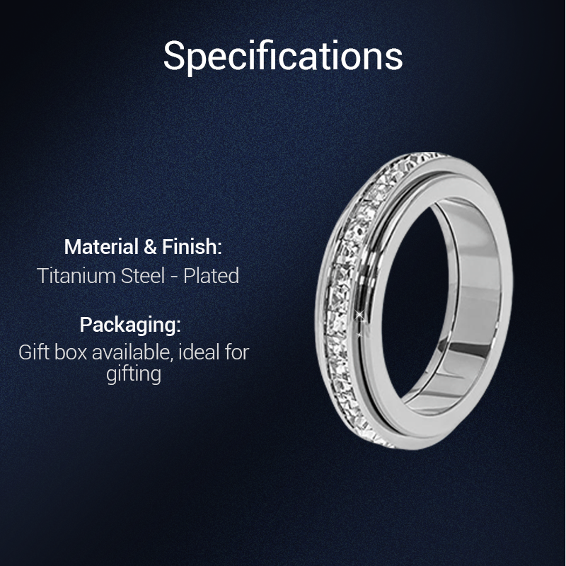💍50% DE RÉDUCTION! ✨ BAGUE ROTATIVE TITANE - Zircone Cristal & Design Anti-Stress, Ajustable et Léger, Cadeau Élégant pour Lui/Elle 🌟🛒