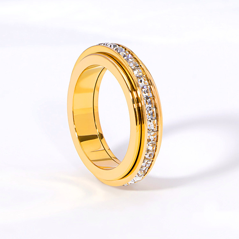 💍50% DE RÉDUCTION! ✨ BAGUE ROTATIVE TITANE - Zircone Cristal & Design Anti-Stress, Ajustable et Léger, Cadeau Élégant pour Lui/Elle 🌟🛒