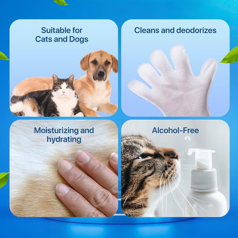 🔥VENTE LIMITÉE 50 % DE RÉDUCTION🔥Gants de toilettage sans rinçage pour animaux domestiques avec effet neutralisant les odeurs