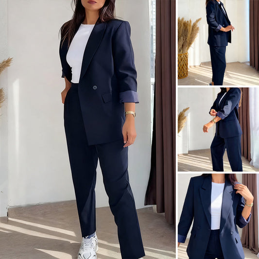 ⏳50 % de réduction pour une durée limitée⏰ Ensemble 2 Pièces Femme – Blazer + Pantalon Classique, Tailles Jusqu’en 5XL