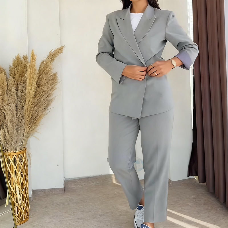⏳50 % de réduction pour une durée limitée⏰ Ensemble 2 Pièces Femme – Blazer + Pantalon Classique, Tailles Jusqu’en 5XL
