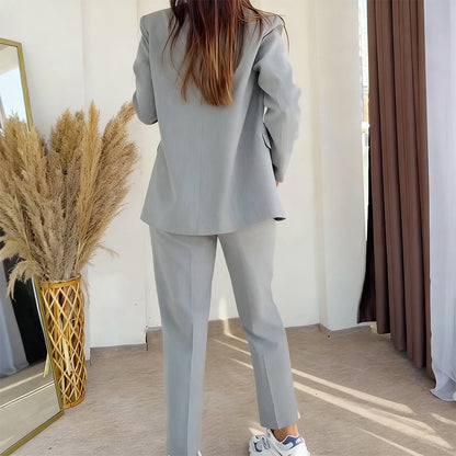 ⏳50 % de réduction pour une durée limitée⏰ Ensemble 2 Pièces Femme – Blazer + Pantalon Classique, Tailles Jusqu’en 5XL