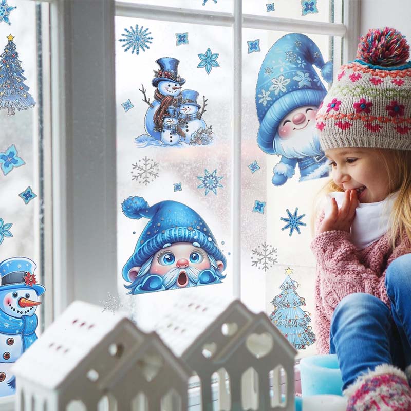 🎄 50% DE RÉDUCTION! ✨ DÉCORATION DE FENÊTRE MAGIQUE DE NOËL - Autocollant Scintillant Sans Colle, Effet Brillant Intérieur/Extérieur, Facile à Appliquer et à Retirer 🎅🌟