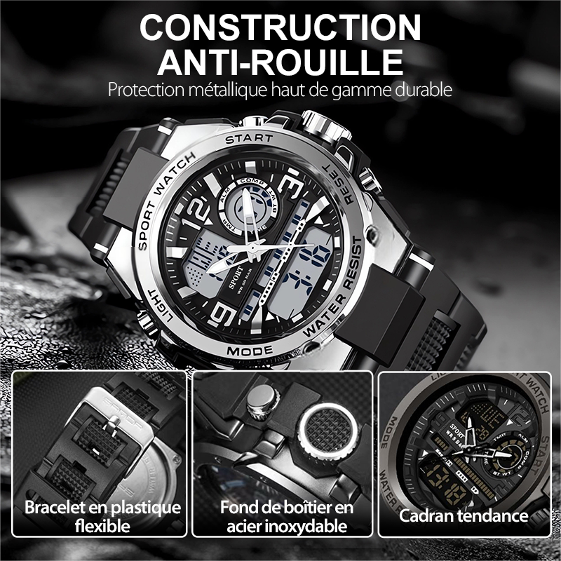 🔥VENTE LIMITÉE 50 % DE RÉDUCTION🔥Montre de Sport Étanche pour Hommes avec Affichage Lumineux