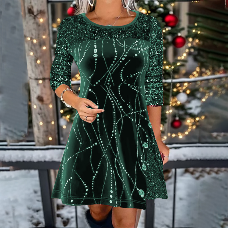 ⏳ Offre spéciale à durée limitée ! ⏰✨ Robe élégante évasée à paillettes – Scintillez en rouge, or et vert pour toutes les occasions 💃🌟