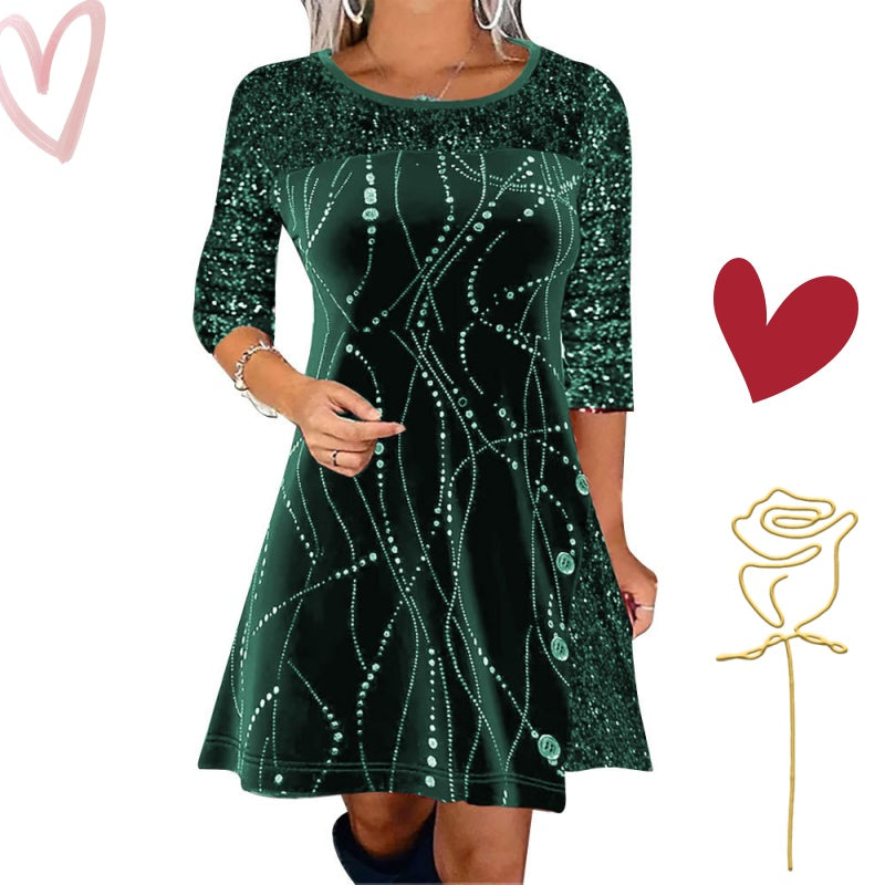 ⏳ Offre spéciale à durée limitée ! ⏰✨ Robe élégante évasée à paillettes – Scintillez en rouge, or et vert pour toutes les occasions 💃🌟