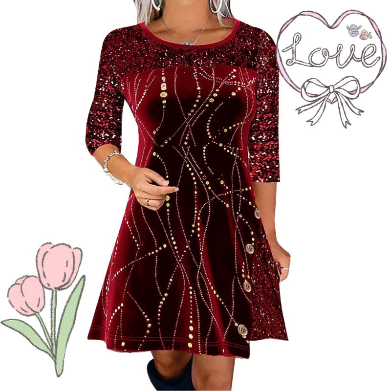 ⏳ Offre spéciale à durée limitée ! ⏰✨ Robe élégante évasée à paillettes – Scintillez en rouge, or et vert pour toutes les occasions 💃🌟