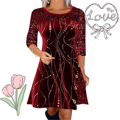 ⏳ Offre spéciale à durée limitée ! ⏰✨ Robe élégante évasée à paillettes – Scintillez en rouge, or et vert pour toutes les occasions 💃🌟