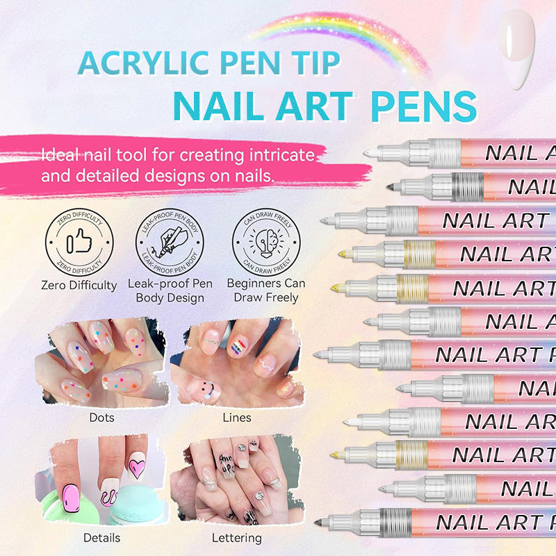 🔥VENTE LIMITÉE 50 % DE RÉDUCTION🔥🎄Promotion Exceptionnelle de Noël🎁Kit de 12 Stylos Professionnels pour Nail Art