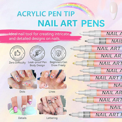 🔥VENTE LIMITÉE 50 % DE RÉDUCTION🔥🎄Promotion Exceptionnelle de Noël🎁Kit de 12 Stylos Professionnels pour Nail Art