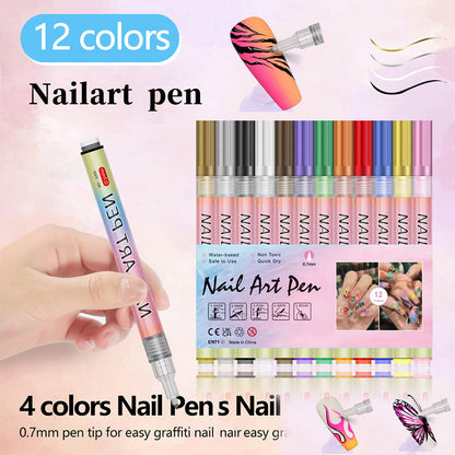 🔥VENTE LIMITÉE 50 % DE RÉDUCTION🔥🎄Promotion Exceptionnelle de Noël🎁Kit de 12 Stylos Professionnels pour Nail Art