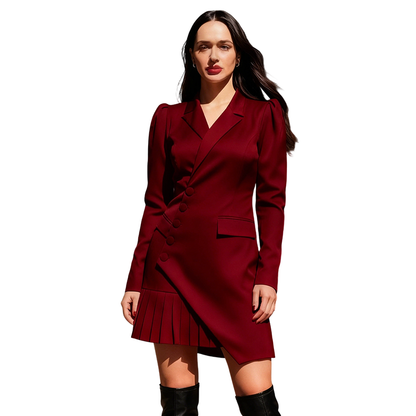 🔥VENTE LIMITÉE 50 % DE RÉDUCTION🔥Mini-robe blazer plissée à boutons sur le devant