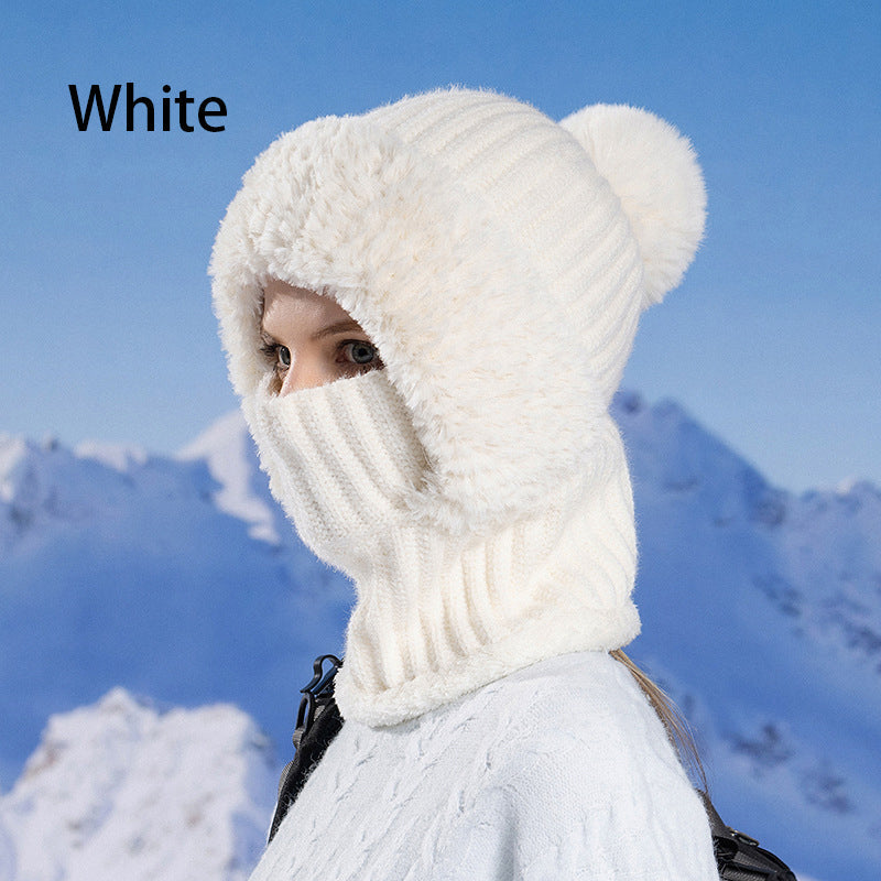 Bonnet Écharpe et Masque 3-en-1 Tricoté d'Hiver pour Femmes