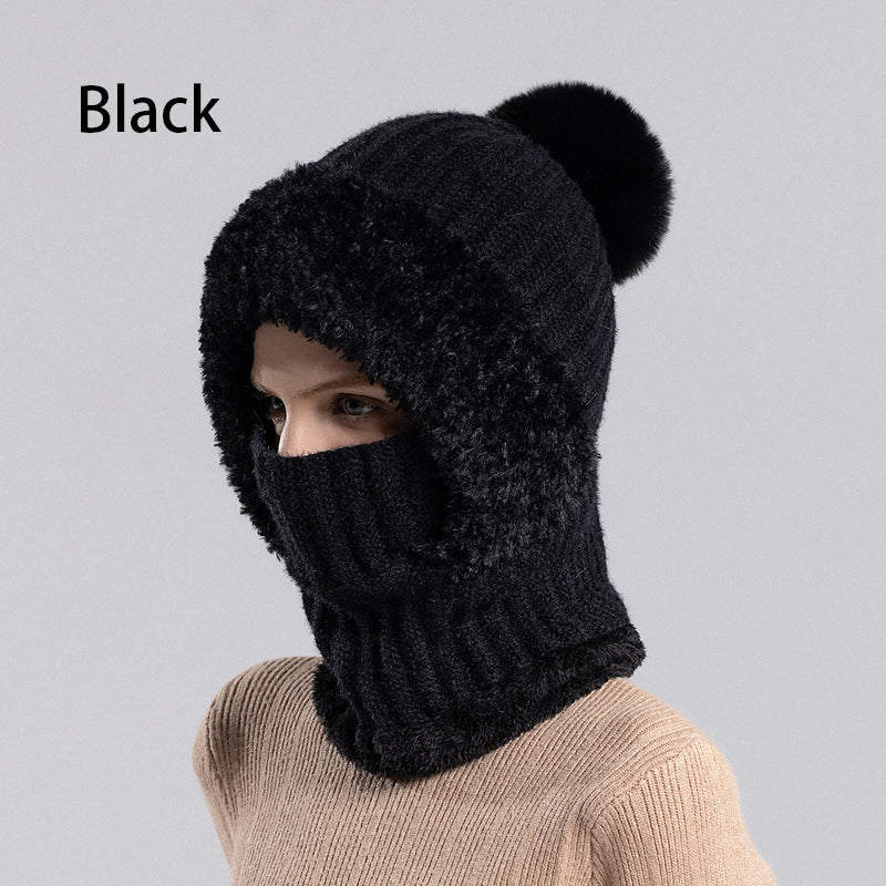 Bonnet Écharpe et Masque 3-en-1 Tricoté d'Hiver pour Femmes