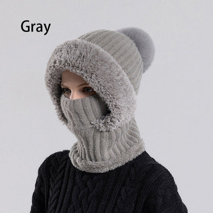 Bonnet Écharpe et Masque 3-en-1 Tricoté d'Hiver pour Femmes