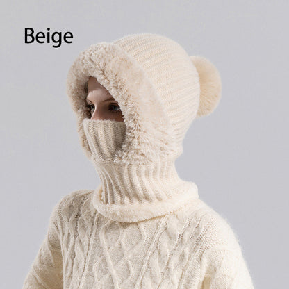 Bonnet Écharpe et Masque 3-en-1 Tricoté d'Hiver pour Femmes